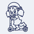 Naklejka na samochd z imieniem dziecka - Dziewczyna na skuterze